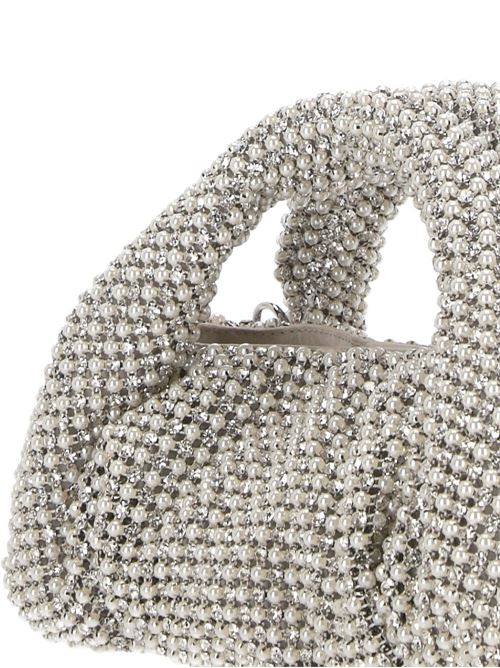 White faux-pearl and crystal embellishment ruched woman bag Stuart Weitzman | SH194CYPWQV